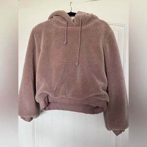 Olivaceous cropped Sherpa sweatshirt